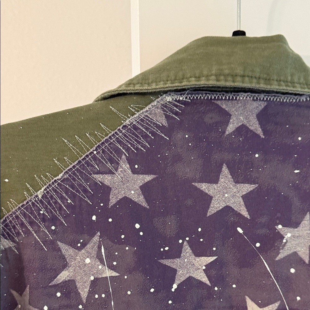 Free People Olive Utility Jacket with Patch Detail size XS - Picture 8 of 9